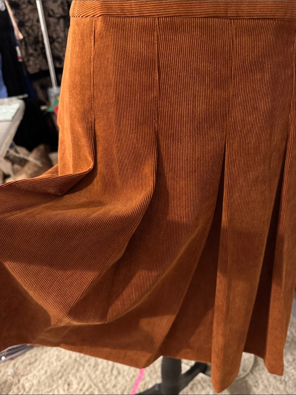 Chelsea & Theodore Corduroy A-Line Skirt in Rust